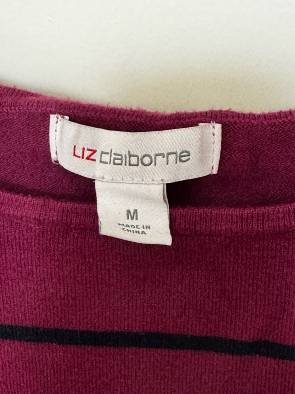 Liz Claiborne Purple and Black Striped Sweater